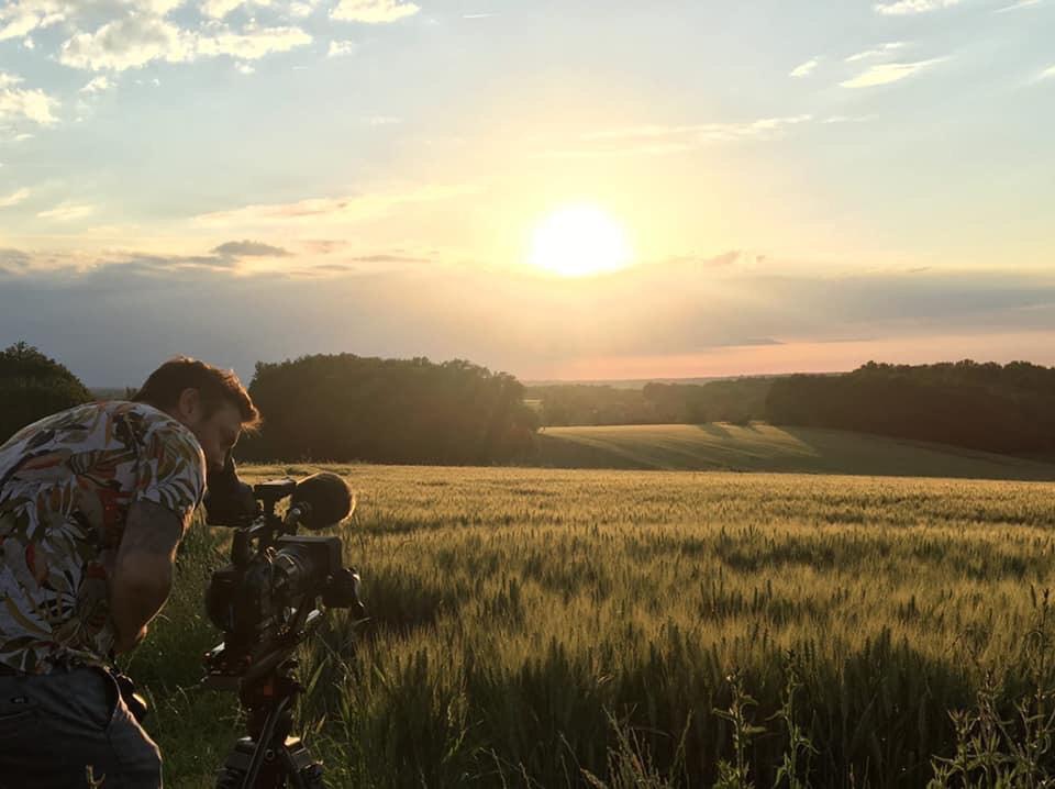 James filming location shots near Issigeac Dordogne